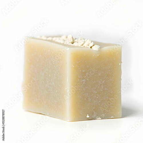 Handmade Soap Bar with Textured Top on White Background