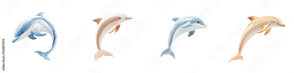 Obraz premium Playful dolphins jumping in the ocean