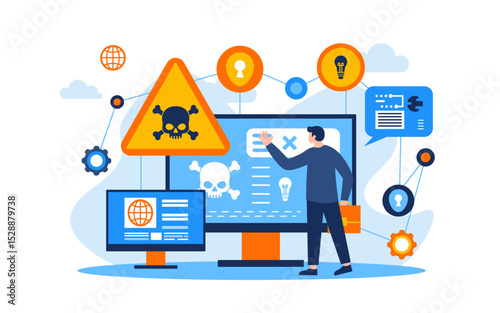 Cyber crime  Flat Concept Illustration	