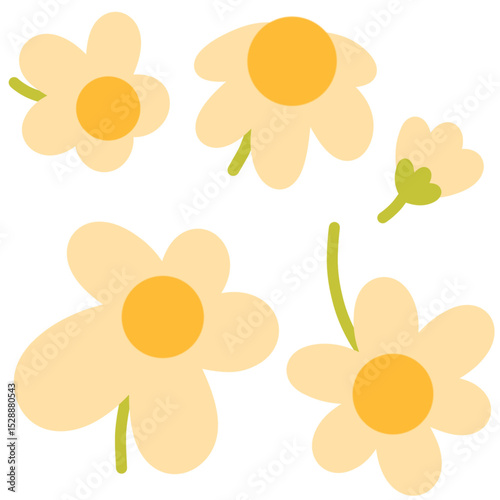 set of soft yellow flowers perfect for spring and fall season thema