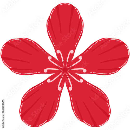 Sweet red flower illustration isolated on white