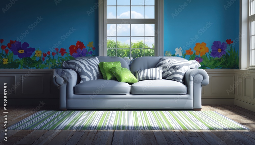 Fototapeta premium Cozy room with a floral design