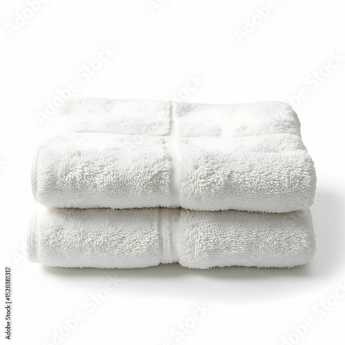 Stack of White Towels on Isolated White Background