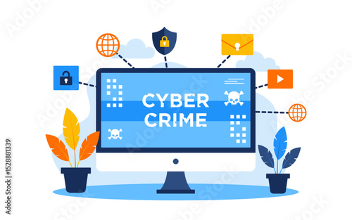 Cyber crime  Flat Concept Illustration	