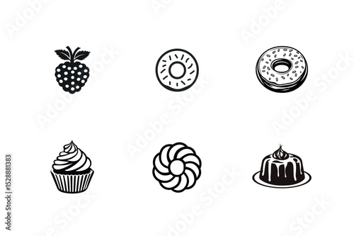 Collection of tree silhouettes deciduous and coniferous