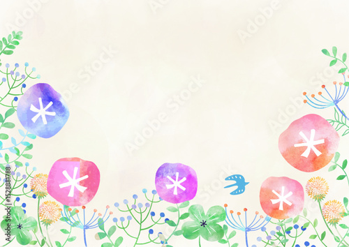 水彩草花背景