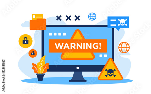 Cyber crime  Flat Concept Illustration	