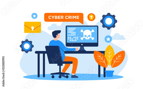 Cyber crime  Flat Concept Illustration	