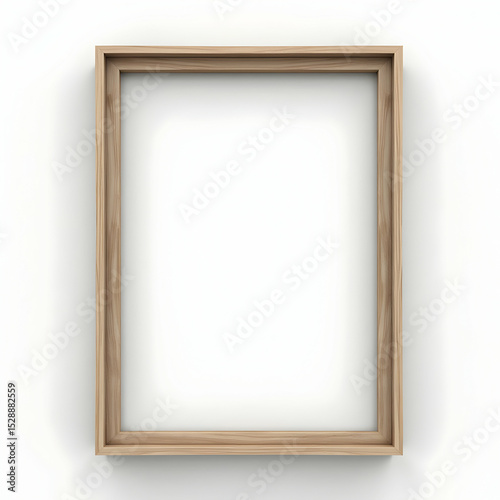 Wooden Picture Frame Mockup on White Wall for Artwork or Display