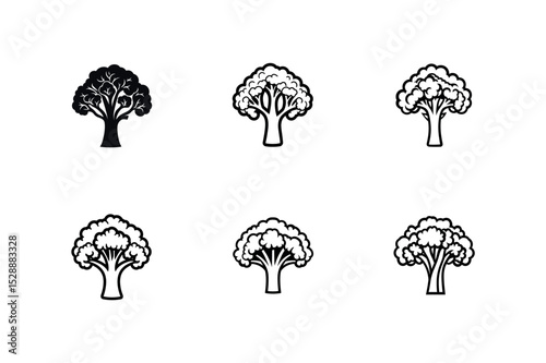 Six different tree silhouettes collection
