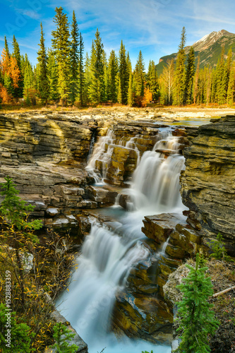 Athabasca Falls in autumn, Jasper National Park, Alberta, Canada photo