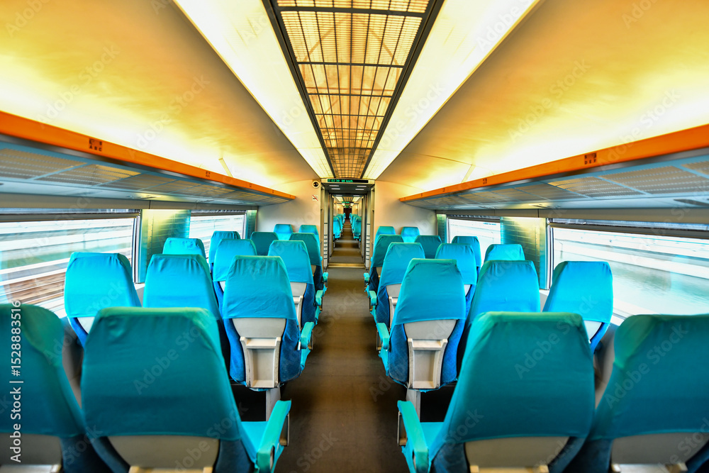 Fototapeta premium View of interior magnetic high-speed train levitation line with speed 500 km/h, Shanghai, China