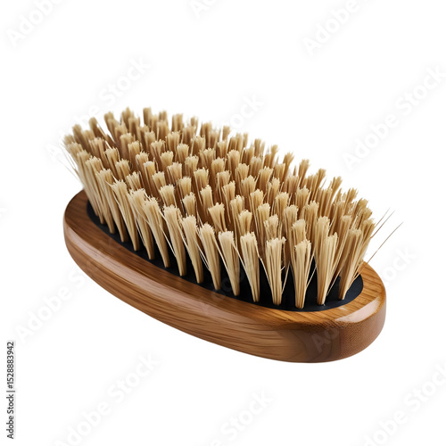 Natural Bristle Brush, Elegant Wood Handle isolated on transparent background Generative AI.