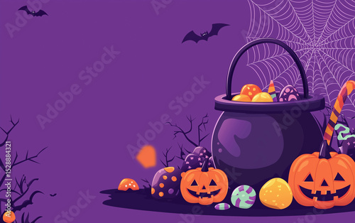 Halloween candy cauldron illustration