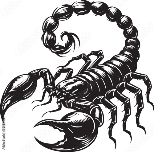 Black and White Scorpion Vector Illustration – Aggressive Insect Tattoo Design