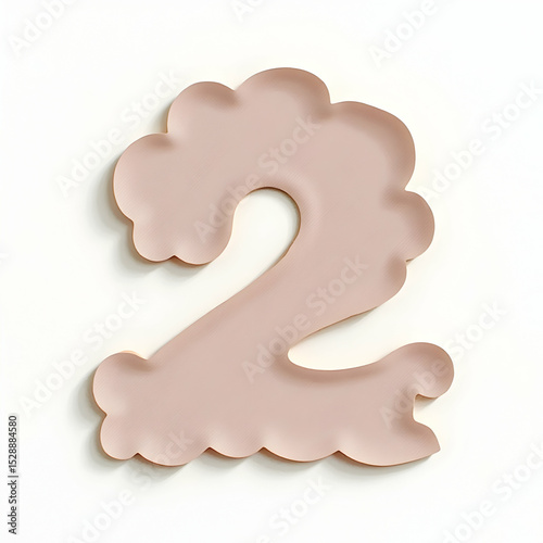 Pink Number Two with Decorative Edges Isolated on White