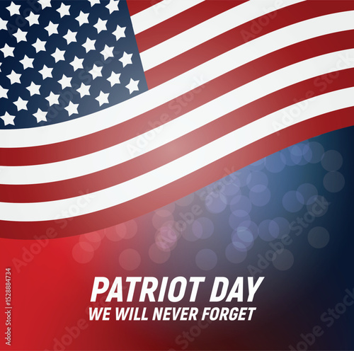 USA 4th of July Independence Day background with waving American flag, a patriotic symbol of freedom