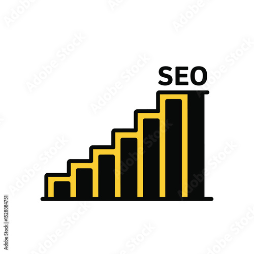 Seo growth chart ascending bar graph illustration