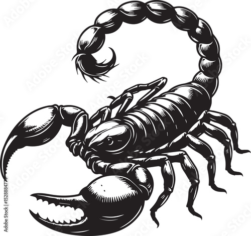 Black and White Scorpion Vector Illustration – Aggressive Insect Tattoo Design