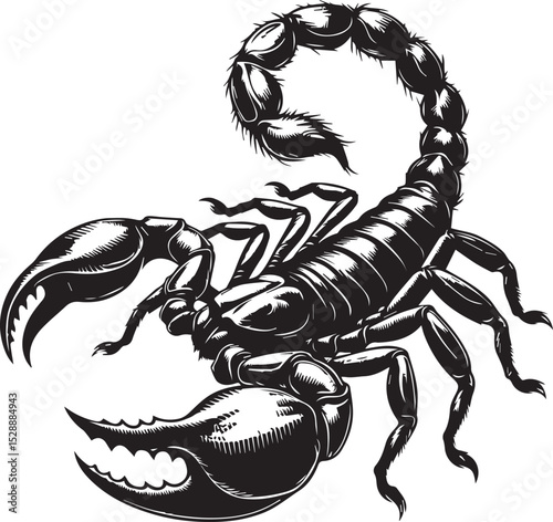 Black and White Scorpion Vector Illustration – Aggressive Insect Tattoo Design