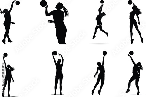 Volleyball vector silhouettes of people