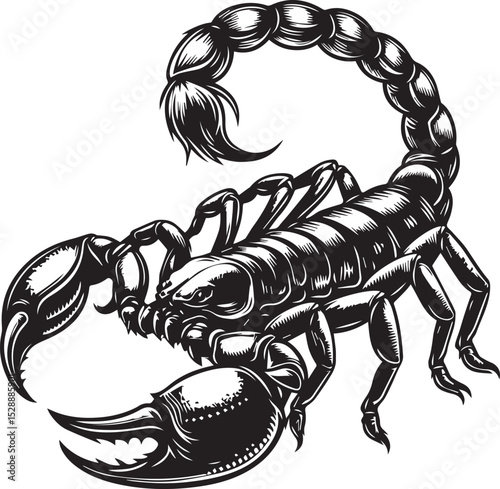 Black and White Scorpion Vector Illustration – Aggressive Insect Tattoo Design