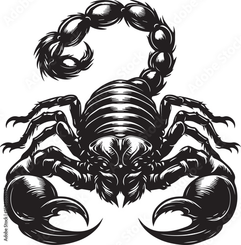 Black and White Scorpion Vector Illustration – Aggressive Insect Tattoo Design