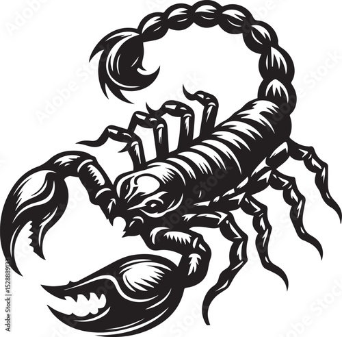 Black and White Scorpion Vector Illustration – Aggressive Insect Tattoo Design