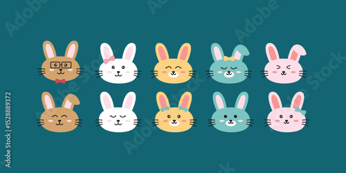 Wallpaper Mural Cute rabbit character emoticon icon Torontodigital.ca