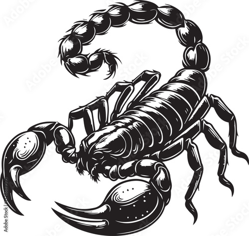 Black and White Scorpion Vector Illustration – Aggressive Insect Tattoo Design