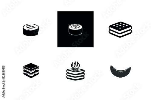 Collection of simple food icons black and white