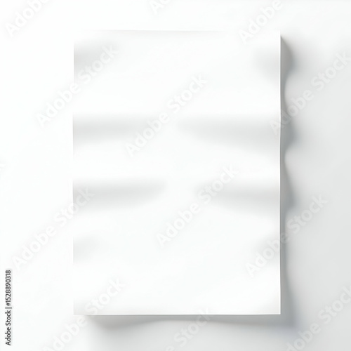 Folded White Paper Sheet on White Background Mockup