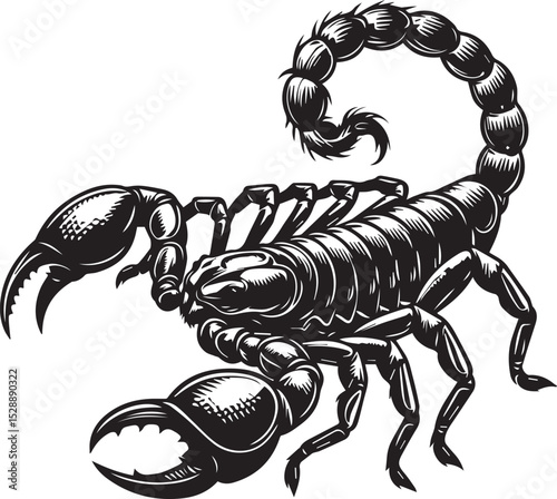 Black and White Scorpion Vector Illustration – Aggressive Insect Tattoo Design