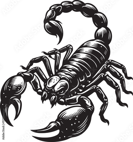 Black and White Scorpion Vector Illustration – Aggressive Insect Tattoo Design