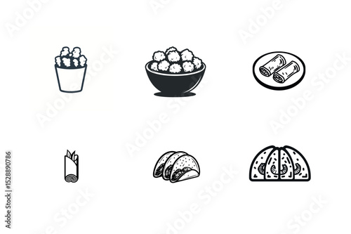 Six simple food icons fast food restaurant menu graphics