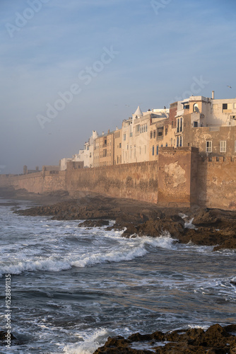 Essaouira, Morocco: The famous ancient fortified walls of the Mogador old town in Essaouira in Morocco facing the atlantic ocean