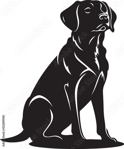 Vector silhouette of dog on white background
