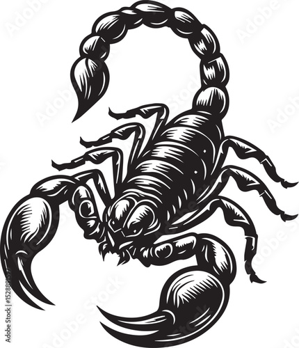Black and White Scorpion Vector Illustration – Aggressive Insect Tattoo Design