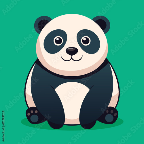 Vector illustration of a Cute panda sitting happily.