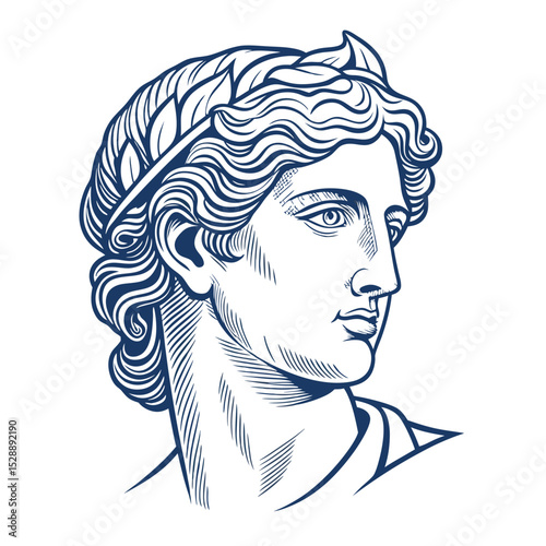 A continuous line drawing of a classical Greek statue's face, emphasizing elegant curves and structural features.  Seek a minimalist aesthetic.