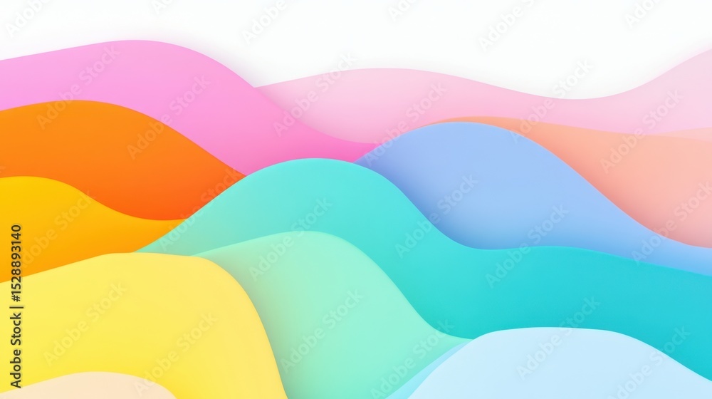 Fototapeta premium Abstract Colorful Waves In Soft Pastel Gradients Creating A Serene Background Design