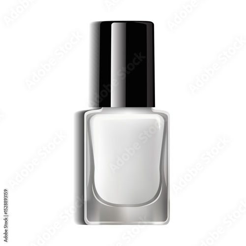 Vector realistic 3d bottle of nail polish with shadow isolated from background. White empty jar mockup of packages for branding, products. Cosmetic beauty product