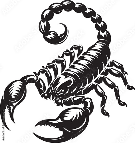 Black and White Scorpion Vector Illustration – Aggressive Insect Tattoo Design