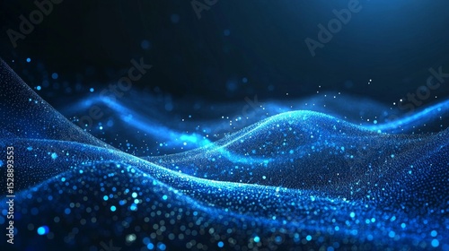 Blue particle line wave abstract technology background with futuristic digital data flow and modern tech design elements




