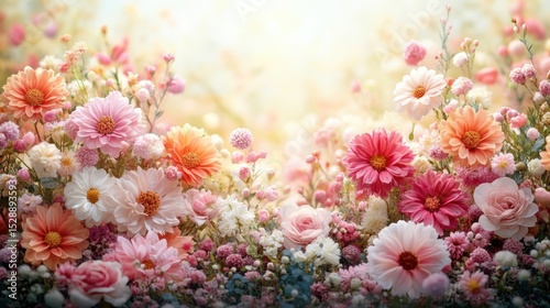 Wallpaper Mural Serene dahlia garden in soft pastel colors a bouquet of floral charm and whimsical spring blossom Torontodigital.ca
