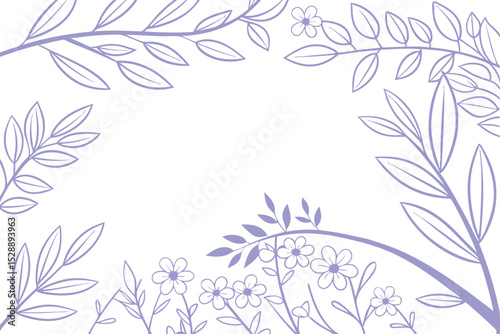 Wallpaper Mural Lavender Floral Leaf Frame – Elegant Hand-Drawn Botanical Border with Delicate Flowers and Branches, Ideal for Invitations, Journals, Greeting Cards, Scrapbooks, Posters, or Nature Designs Torontodigital.ca