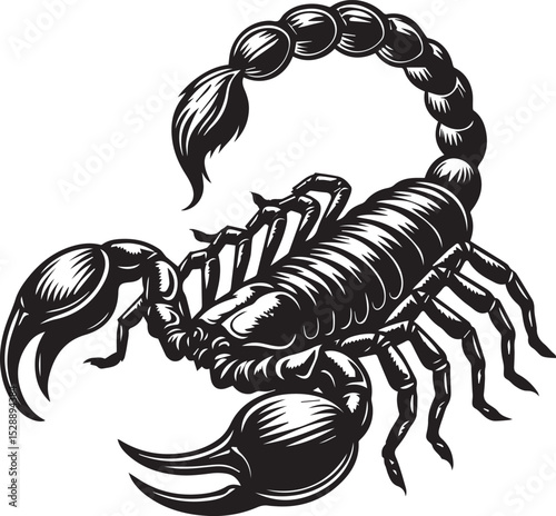 Black and White Scorpion Vector Illustration – Aggressive Insect Tattoo Design