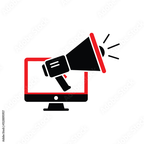 Online announcement megaphone icon digital marketing