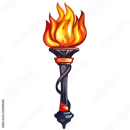 flaming torch on white