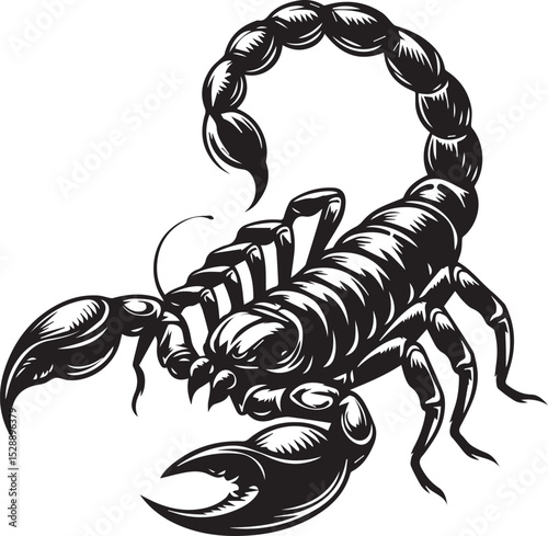 Black and White Scorpion Vector Illustration – Aggressive Insect Tattoo Design
